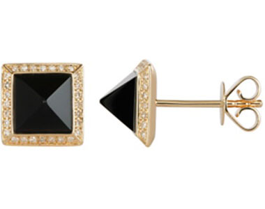 Золотые серьги пусеты-гвоздики La Nordica 19-20-1012686-LV c бриллиантами, ониксами