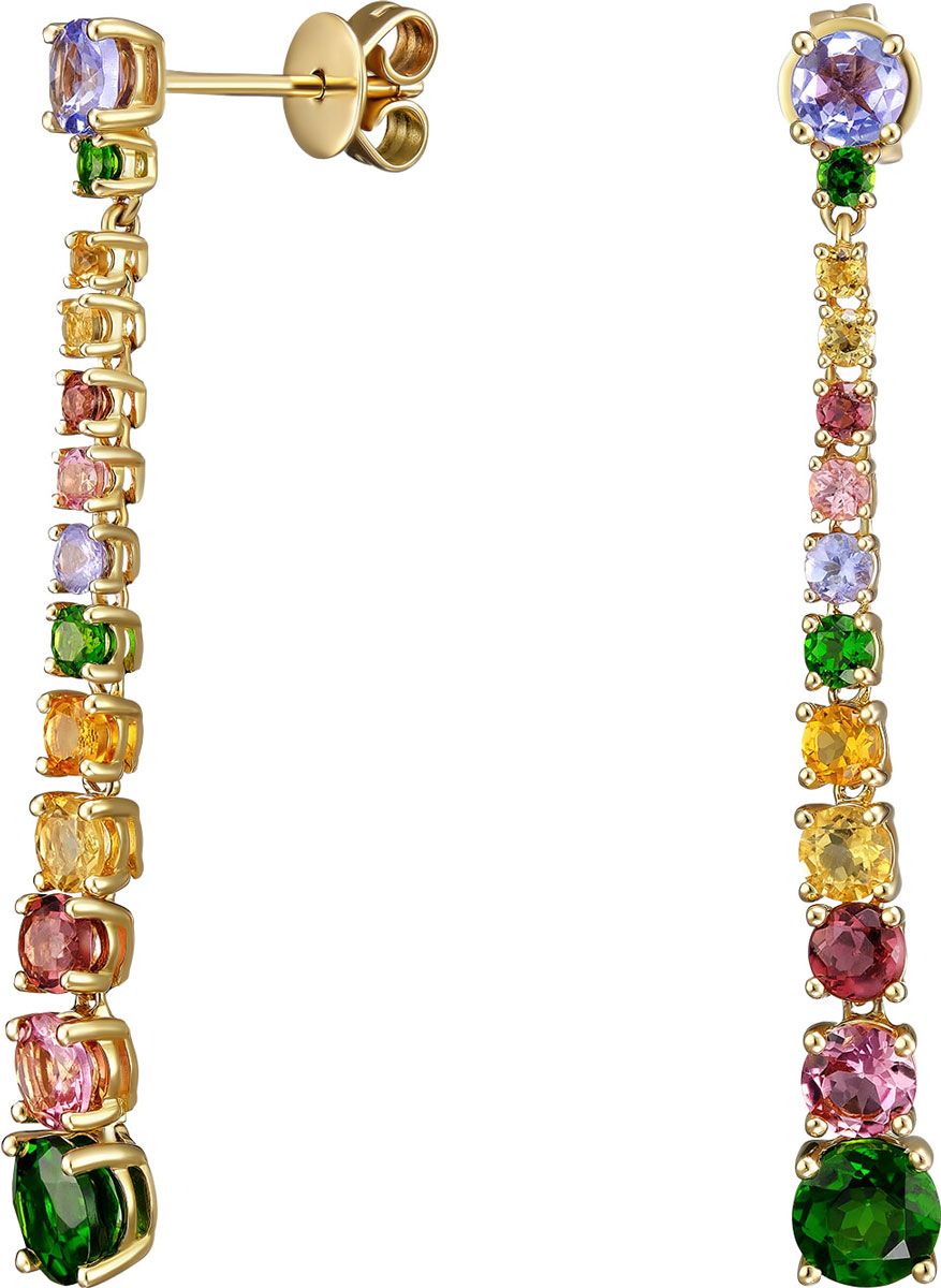 Золотые серьги с подвесками La Nordica 19-20-2107002-LV с диопсидом, танзанитом, турмалином, цитринами