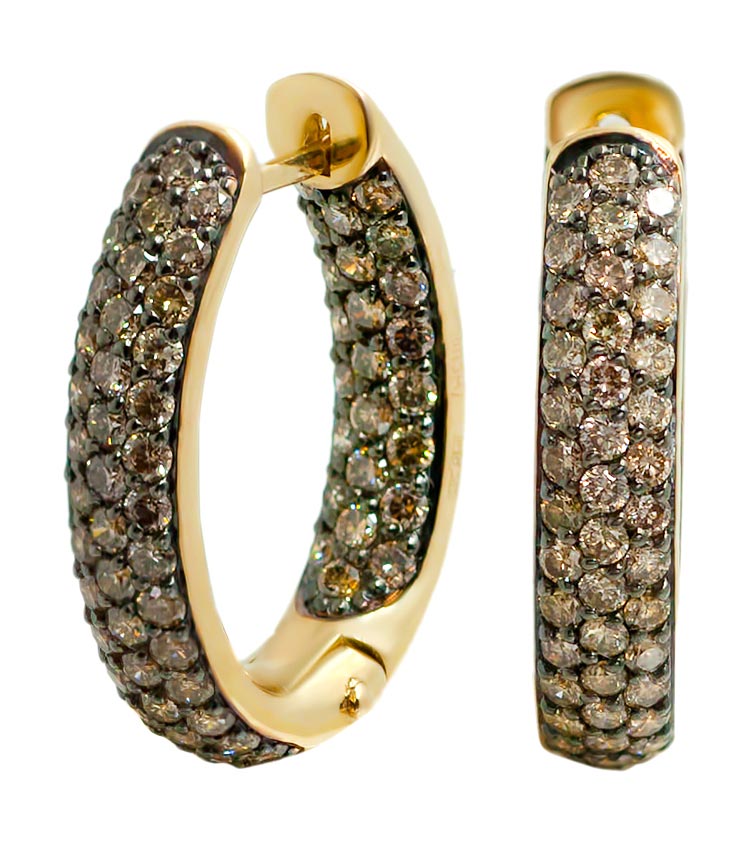 Золотые серьги кольца La Nordica 19-24-C000-07926-RZ с коньячными бриллиантами