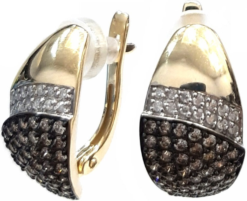 Золотые серьги La Nordica 19-25-D000-07217 с бриллиантами, коньячными бриллиантами