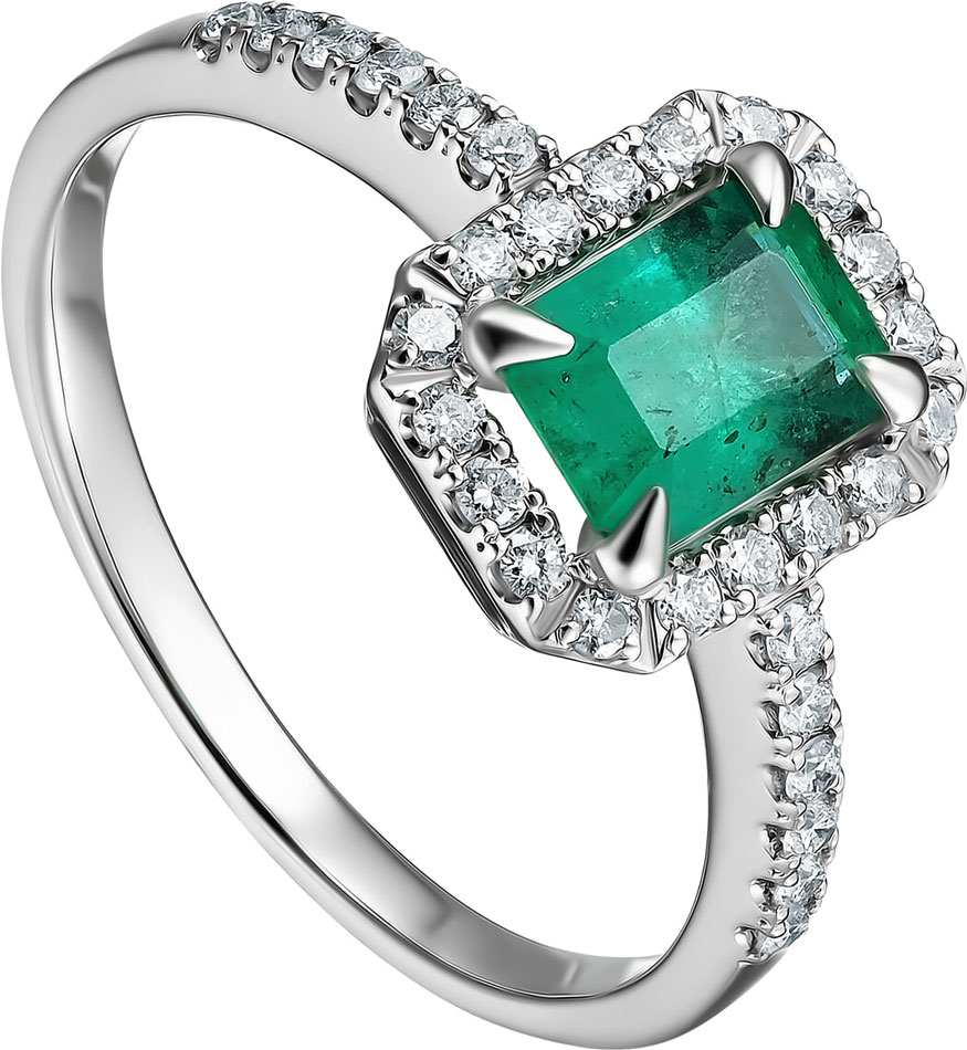Кольцо из белого золота La Nordica 29-12-8000-280423 с бриллиантами, изумрудом
