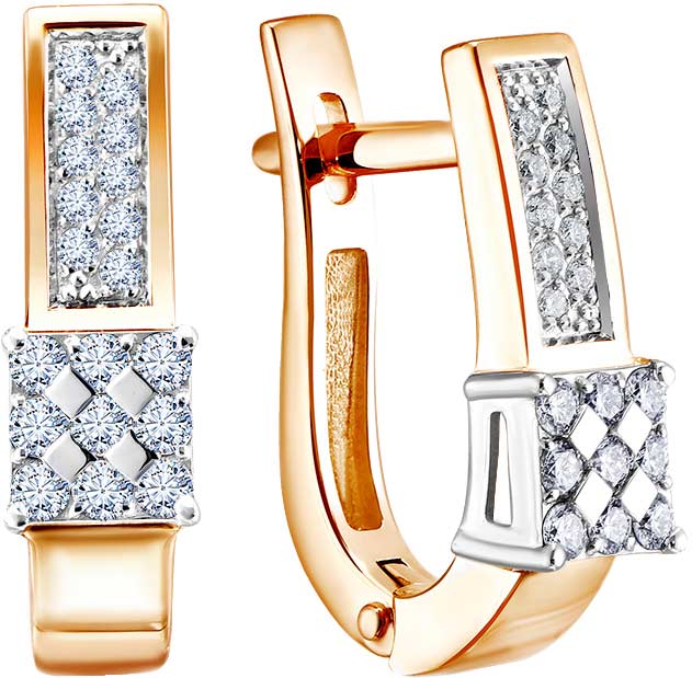 Золотые серьги ЛЕТО 1185-21002 c бриллиантом