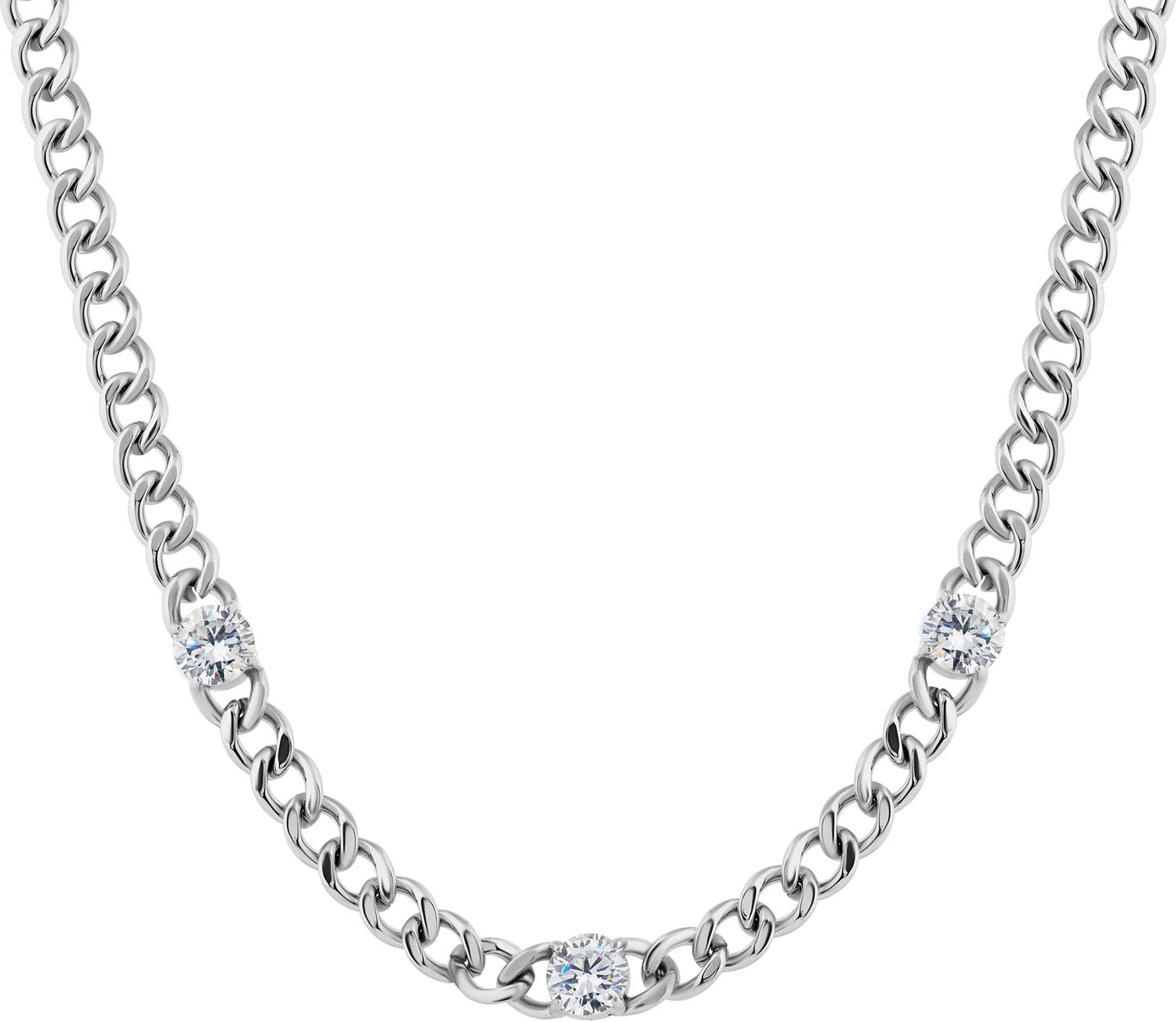 Стальное колье цепь LIU JO LJ2302 с фианитами