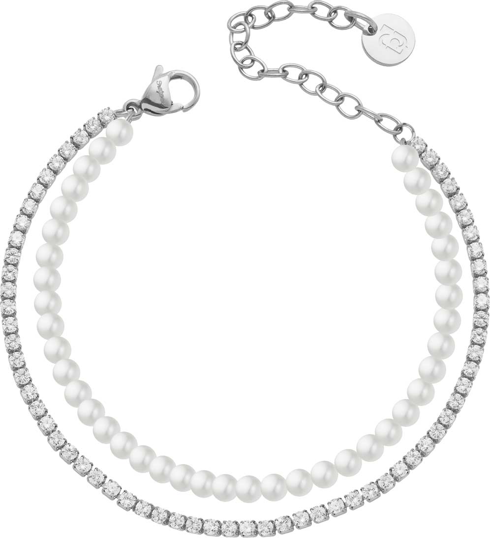 Стальной браслет LIU JO LJ3025 c искусственным жемчугом, фианитом