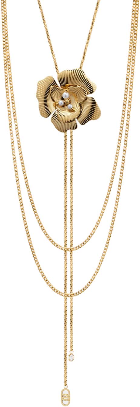 Стальное колье сотуар LIU JO LJ3078 с искусственным жемчугом, фианитом