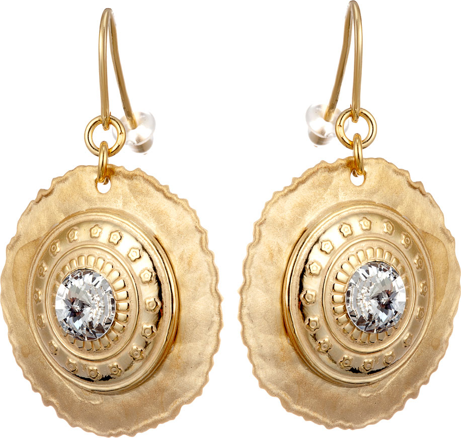 Серебряные серьги круглые с подвесками Madde IBS909Eg-0110 с кристаллами Swarovski