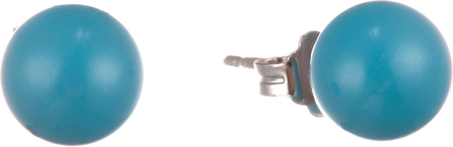Серебряные серьги шарики пусеты-гвоздики Madde ITu903E-1834tg с бирюзой Swarovski