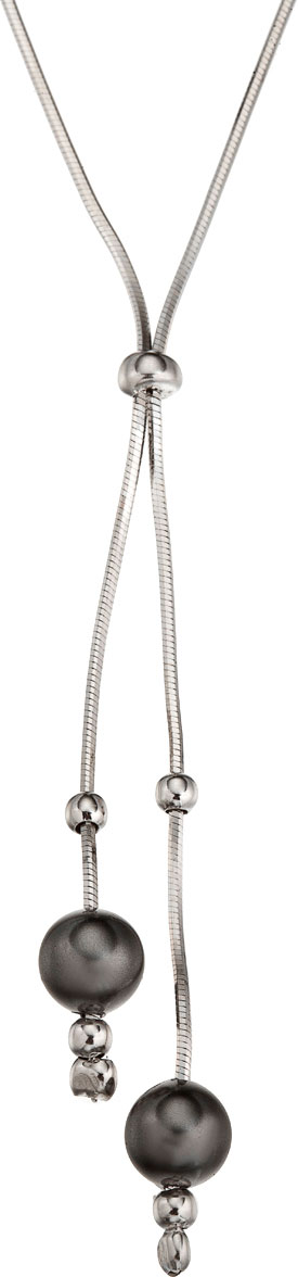 Серебряное колье цепь Madde ITu903N-9206s с черным жемчугом Swarovski