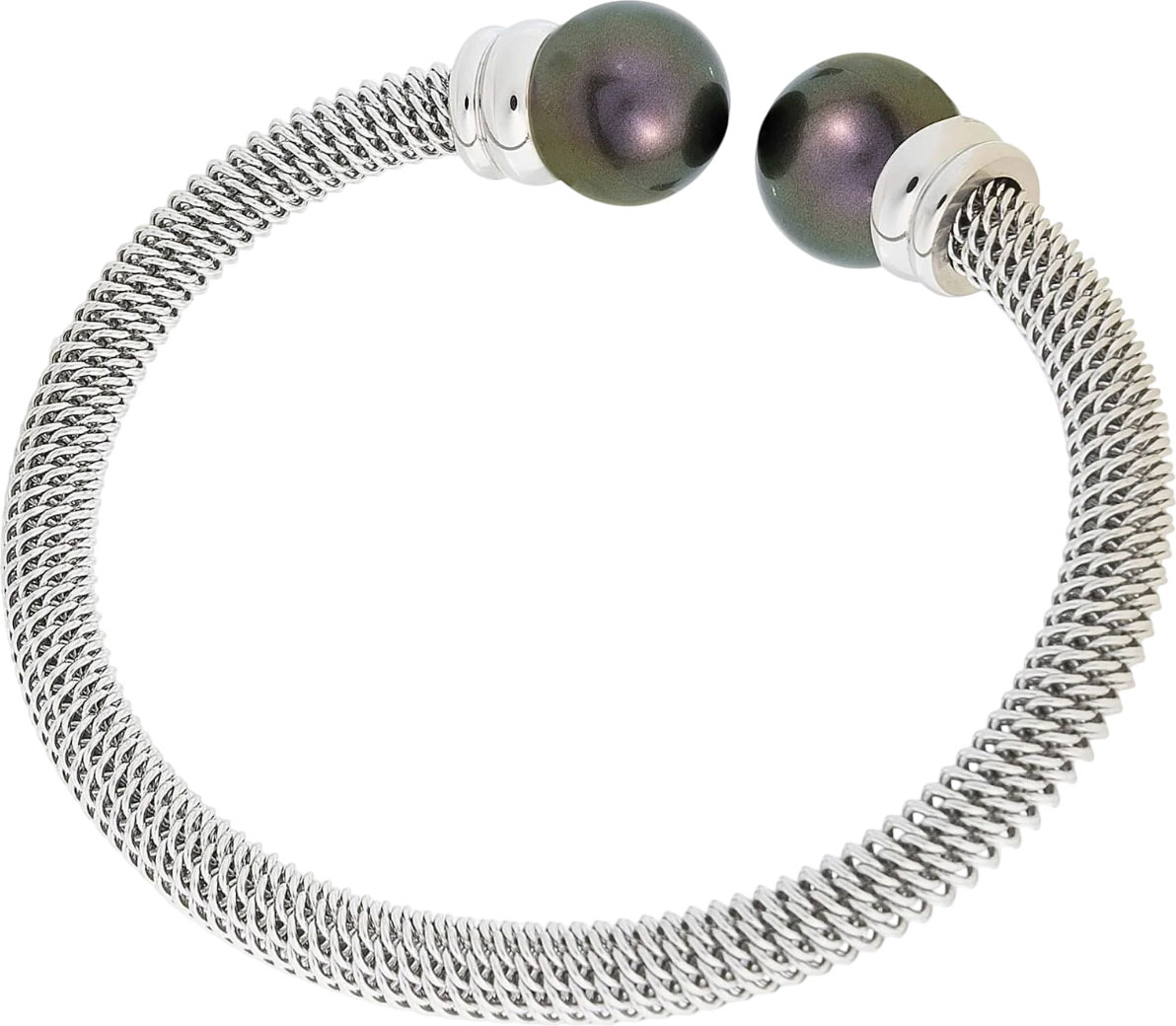 Стальной жесткий браслет Majorica 13303.82.A.B58.000.1 с жемчугом