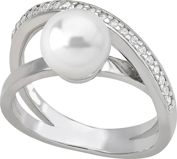Серебряное кольцо Majorica 16045.01.2.R13.000.1 c жемчугом, фианитом