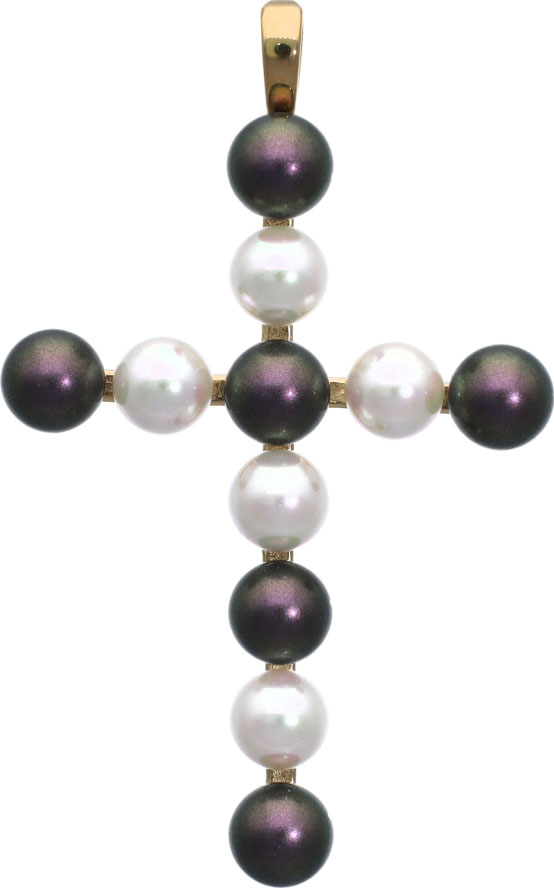 Женский серебряный декоративный крестик Majorica 16862.10.1.P00.000.1 с жемчугом