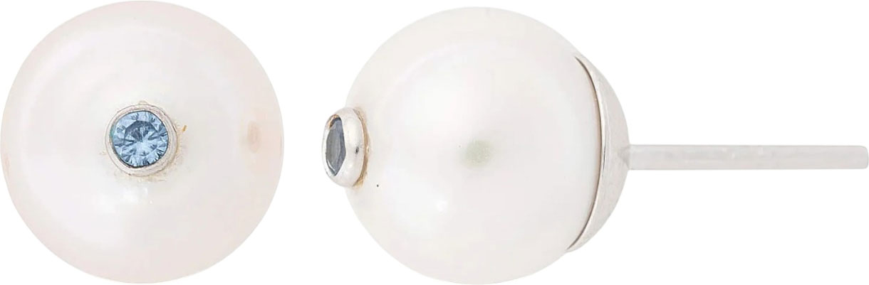 Серебряные серьги пусеты-гвоздики Majorica 17354.01.2.E00.906.1 с фианитом, жемчугом