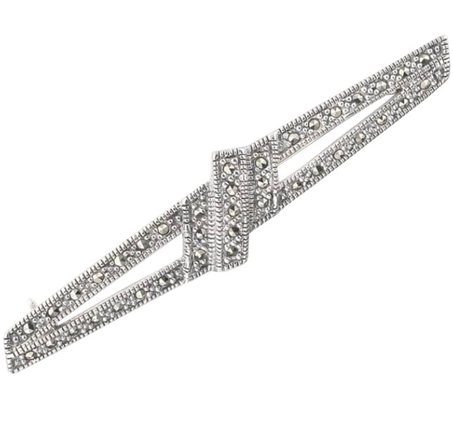 Серебряная брошь Марказит HB086-mr с марказитами Swarovski