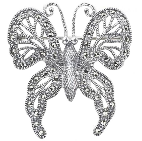 Серебряная брошь Марказит HB173-mr с марказитами Swarovski