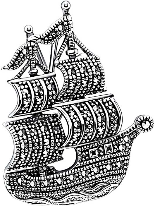 Серебряная брошь Марказит HB762-mr с марказитами