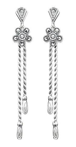Серебряные серьги с подвесками Марказит HE0752-mr с марказитами Swarovski