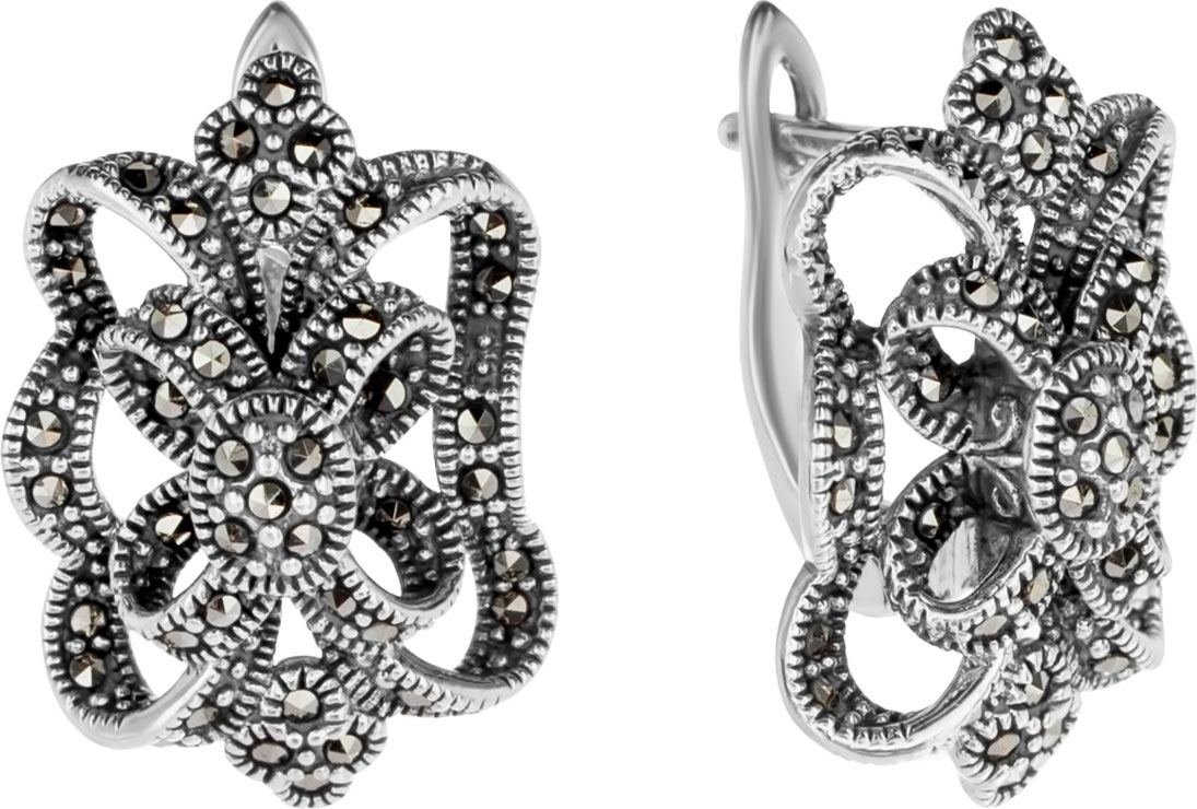 Серебряные серьги Марказит HE128-mr с марказитами