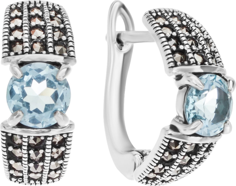 Серебряные серьги Марказит HE1454-topaz-mr с топазами, марказитами Swarovski