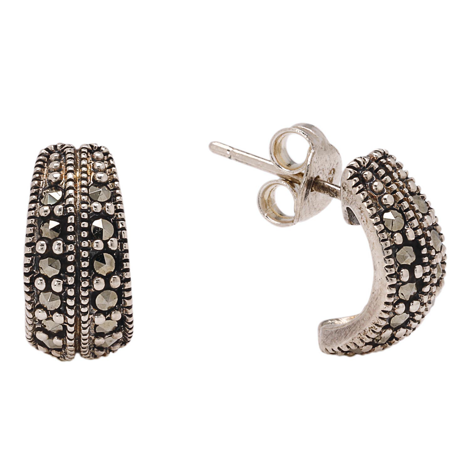 Серебряные серьги-пусеты Марказит HE336P-mr c марказитом, cо Swarovski