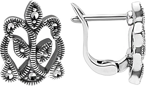 Серебряные серьги Марказит HE551-mr с марказитами