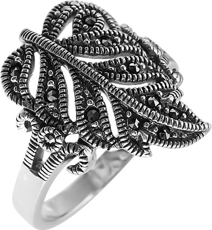 Серебряное кольцо Марказит HR031SP-mr c марказитом, cо Swarovski