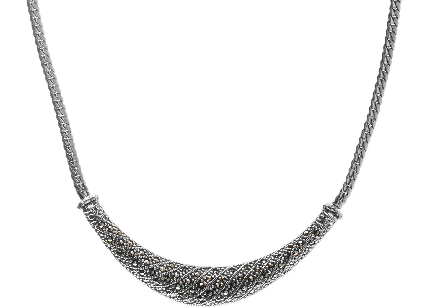 Серебряное колье Марказит NE247-mr с марказитами Swarovski