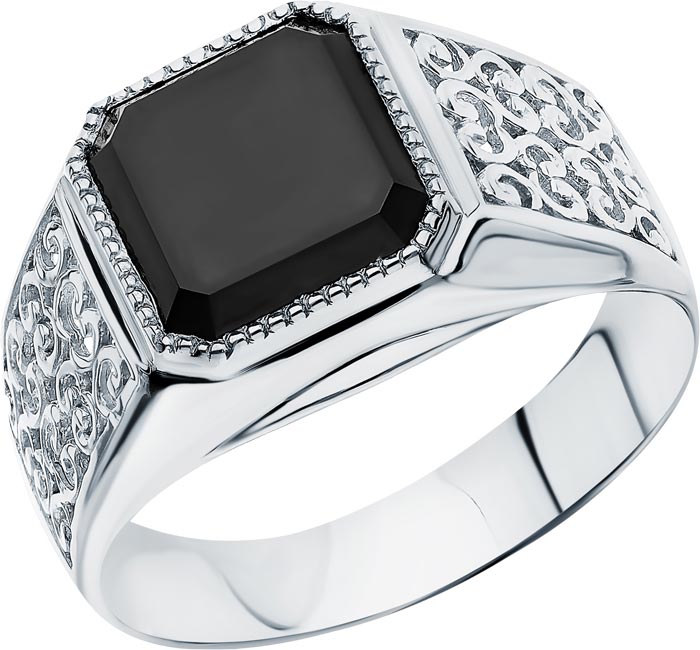 Мужская серебряная печатка перстень Маршал KM-01/1-fianit с фианитом