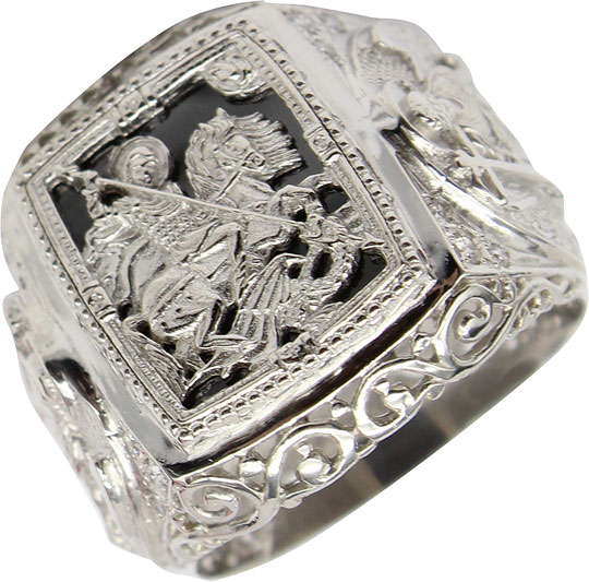 Мужская серебряная печатка перстень с гербом Маршал KM-141/9-fianit с фианитом