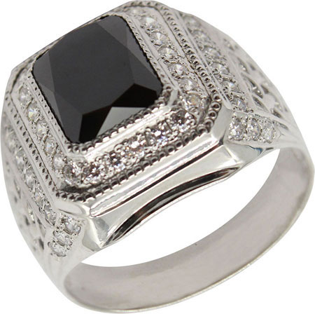 Мужская серебряная печатка перстень Маршал KM-90/2-fianit с фианитами