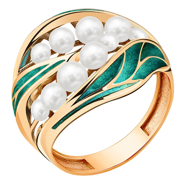 Золотое кольцо Мастер Бриллиант 01-3-477-0500-014 с жемчугом, эмалью