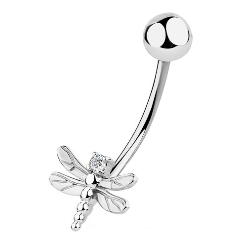 Серьга для пирсинга пупка из белого золота ''Стрекоза'' Мастер Бриллиант 011-0007-0001-031 с фианитом