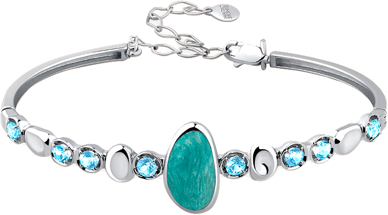 Жесткий браслет из белого золота Мастер Бриллиант 08-1-157-0100-035 с топазами, эмалью