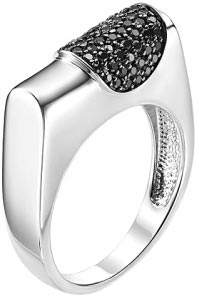 Кольцо из белого золота Мастер Бриллиант 1-107-055 с черными бриллиантами
