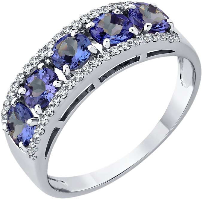Кольцо из белого золота Мастер Бриллиант 1-207370-00-31 с танзанитами, бриллиантами