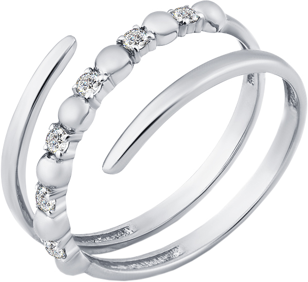 Открытое кольцо из белого золота Мастер Бриллиант 1000274 с фианитами