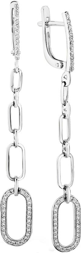 Длинные серьги с подвесками из белого золота Мастер Бриллиант 2-208154-00-00 с бриллиантами