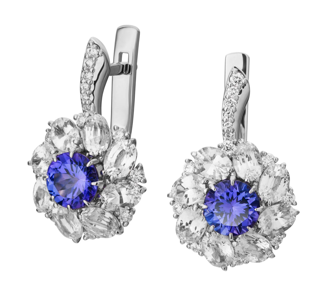 Серьги из белого золота ''Lovely 15'' Maxim Demidov 2-04094 с сапфирами, бриллиантами