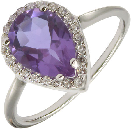 Серебряное кольцо Митра Ювелир R-1077-ILA с алекситом, фианитами