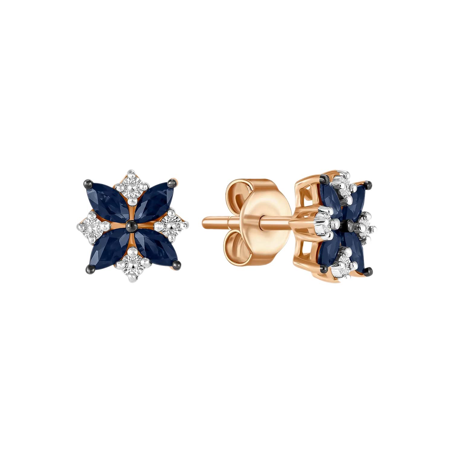 Золотые серьги пусеты-гвоздики MIUZ Diamonds E01-C-34168-SA-r с сапфирами