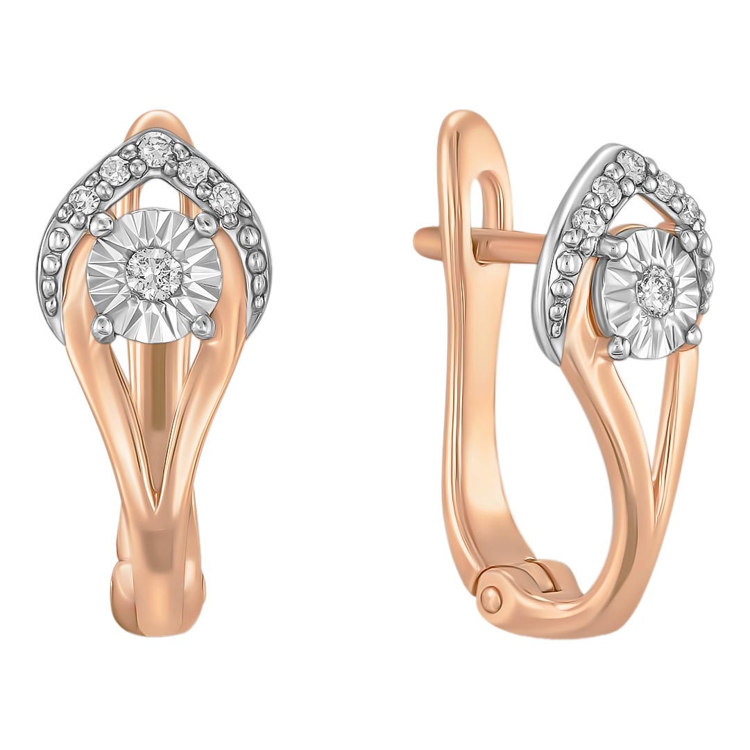 Золотые серьги Лукас E01-D-L-PL-34987-r c бриллиантами