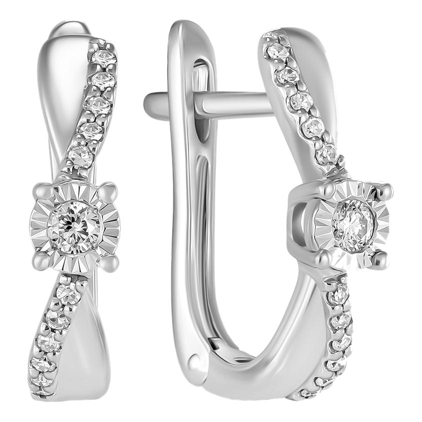 Серьги из белого золота Лукас E01-D-L-PL-35024-w с бриллиантами