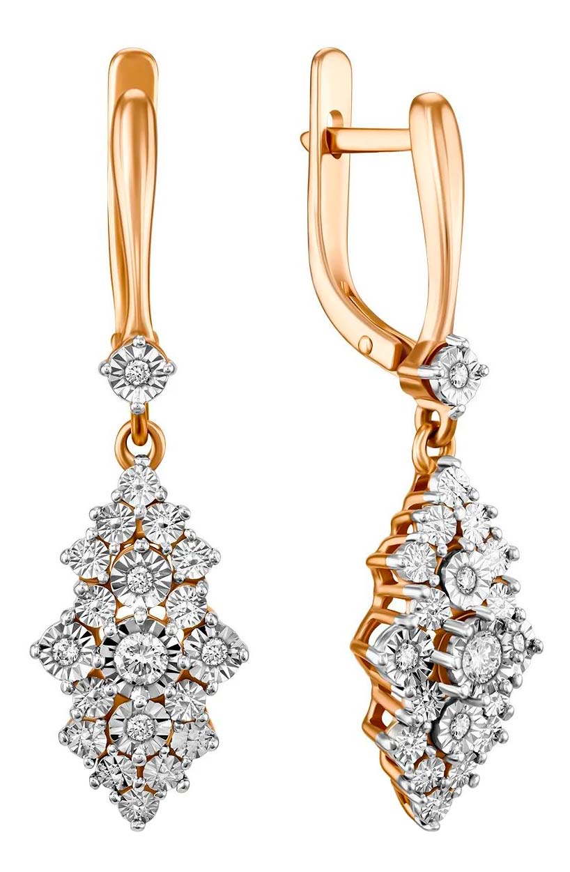 Золотые серьги с подвесками MIUZ Diamonds E01-PL-33794-R с бриллиантами