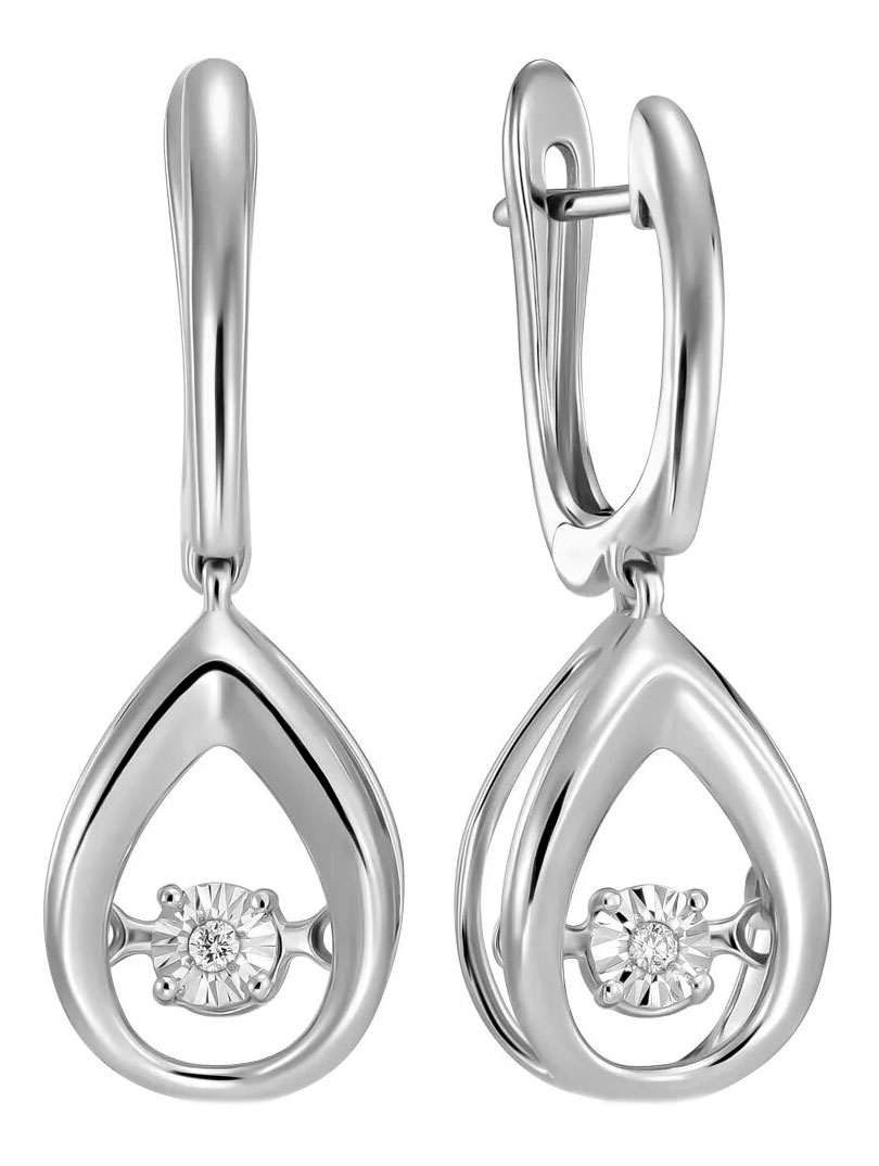 Серьги капельки из белого золота MIUZ Diamonds E01-PL-34614-W с ''танцующими'' бриллиантами