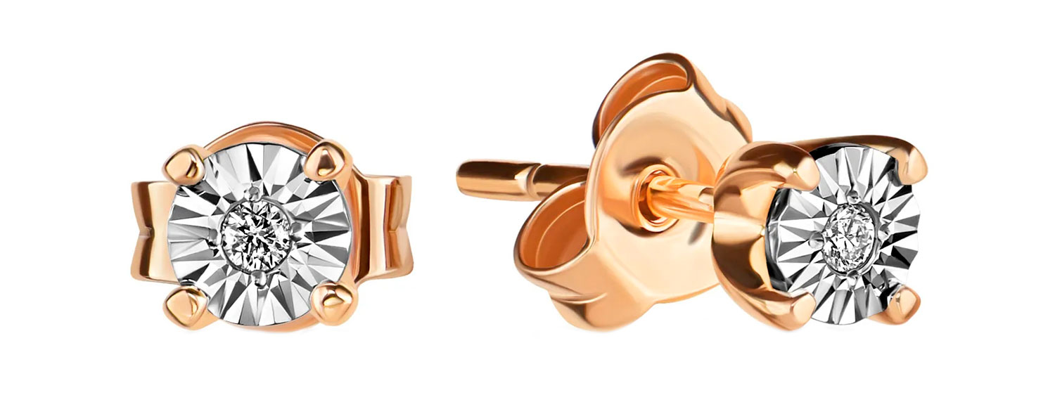 Золотые серьги пусеты-гвоздики MIUZ Diamonds E01-PPL-35196-40-R с бриллиантами