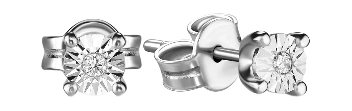Серьги пусеты-гвоздики из белого золота MIUZ Diamonds E01-PPL-35196-40-W с бриллиантами