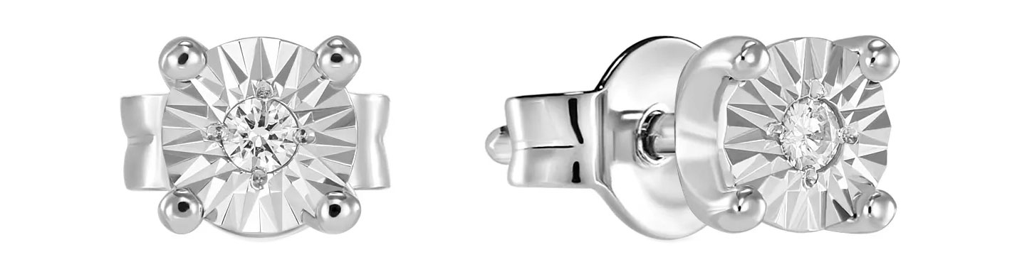 Серьги пусеты-гвоздики из белого золота MIUZ Diamonds E01-PPL-35197-45-W с бриллиантами