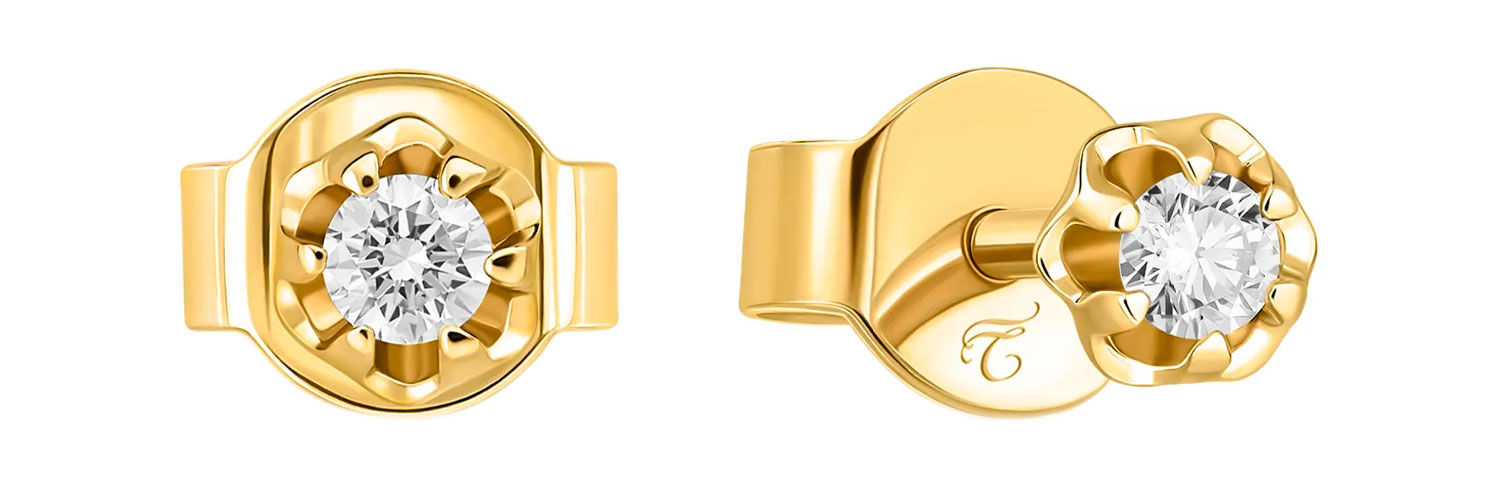 Золотые серьги пусеты-гвоздики MIUZ Diamonds E01-SOL30-008-G2-Y с бриллиантами