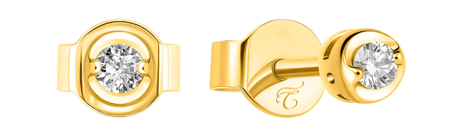 Золотые серьги пусеты-гвоздики MIUZ Diamonds E01-SOL32-008-G2-Y с бриллиантами