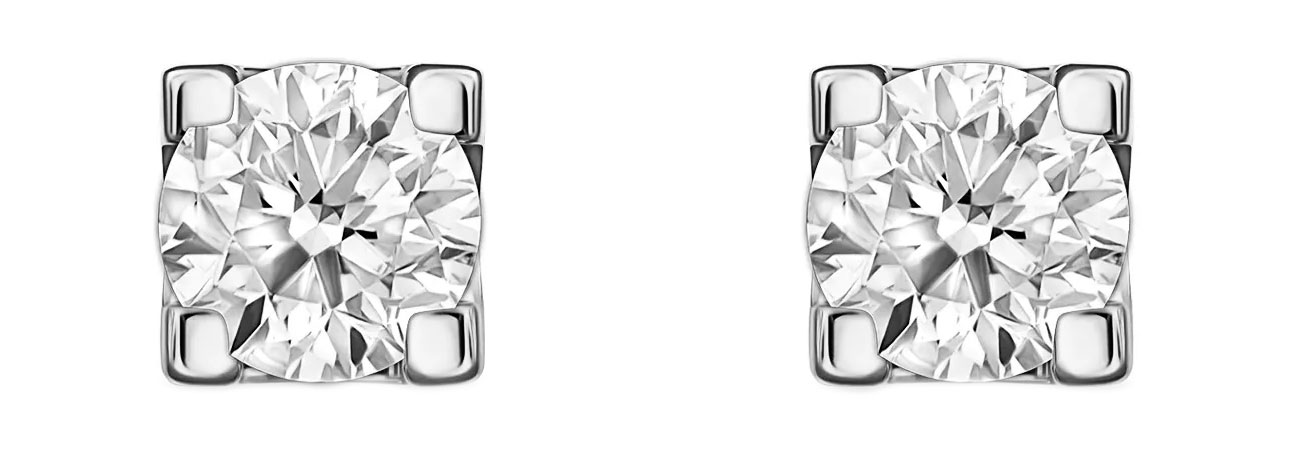 Серьги пусеты-гвоздики из белого золота MIUZ Diamonds E01-SP77-050-W с бриллиантами