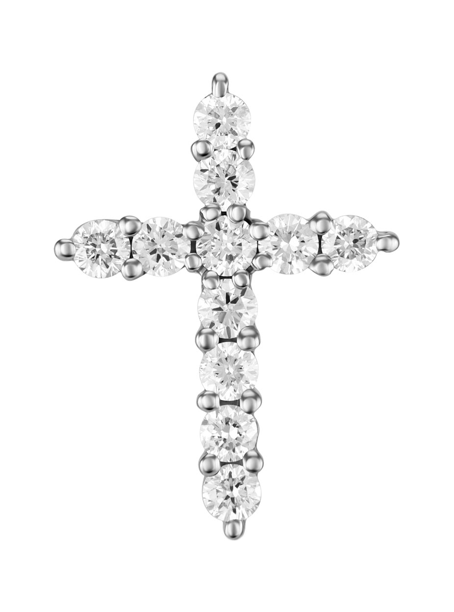 Женский декоративный крестик из белого золота MIUZ Diamonds J01-33582-W с бриллиантами